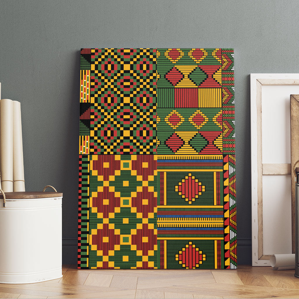 African American Quilt Kente Fusion Canvas Wall Art Version 2