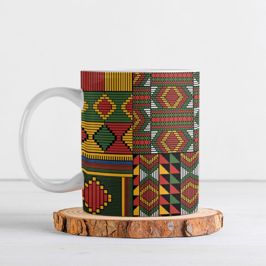 African American Quilt Kente Fusion Ceramic Mug Version 2