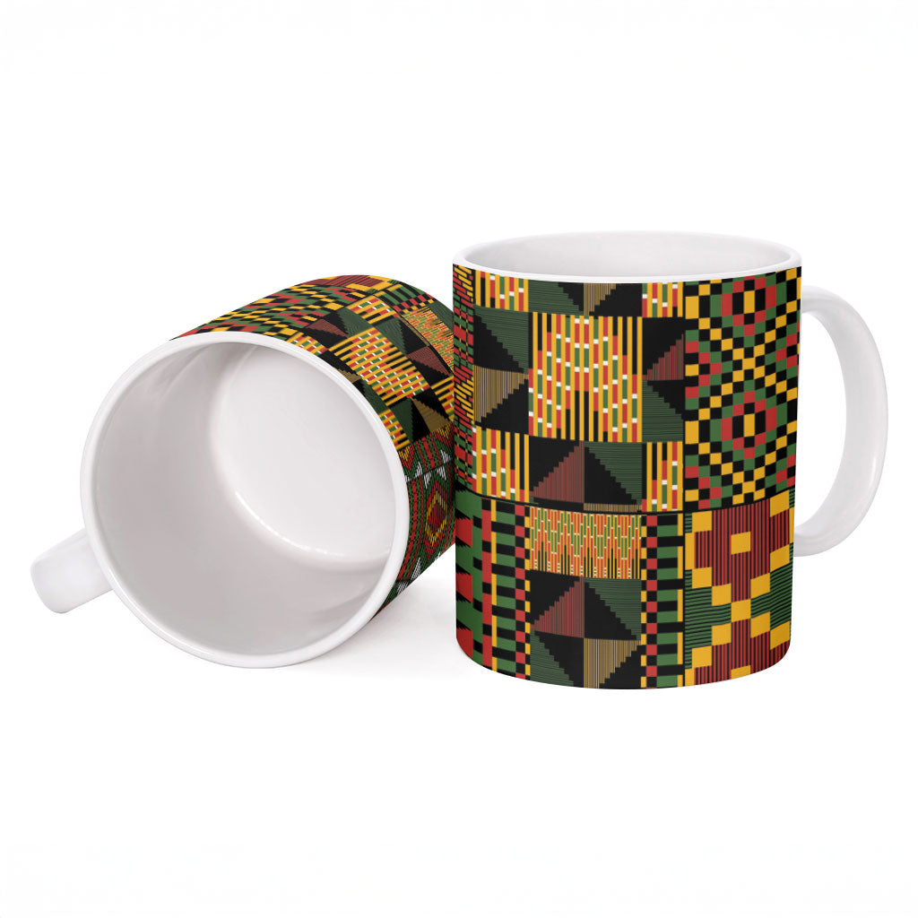 African American Quilt Kente Fusion Ceramic Mug Version 2