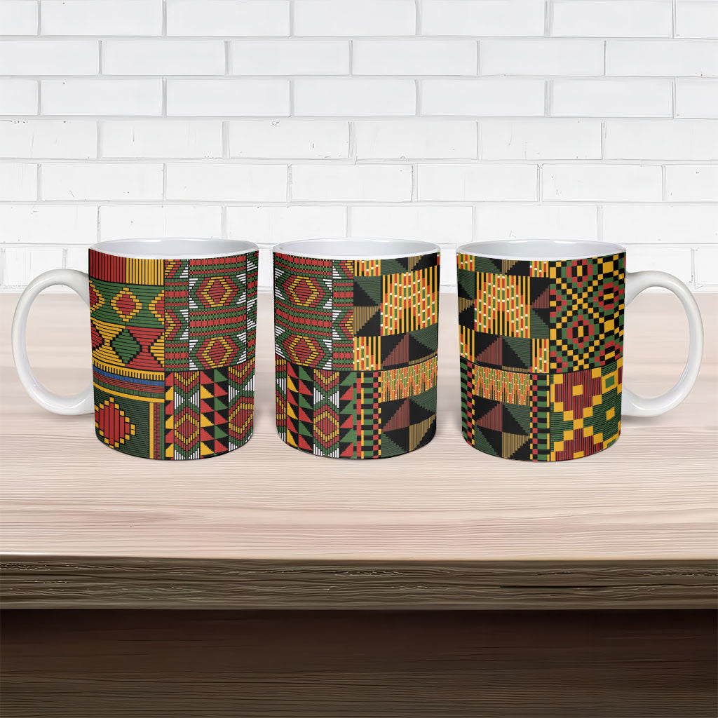 African American Quilt Kente Fusion Ceramic Mug Version 2