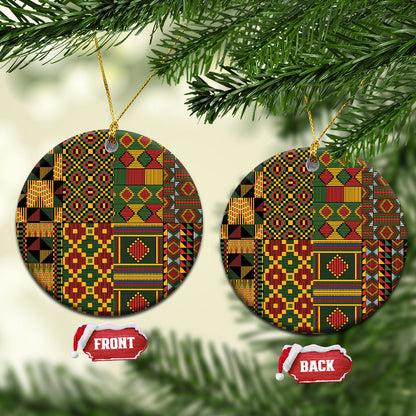African American Quilt Kente Fusion Ceramic Ornament Version 2