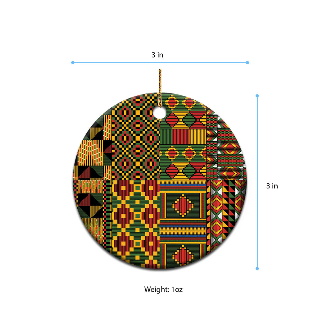 African American Quilt Kente Fusion Ceramic Ornament Version 2