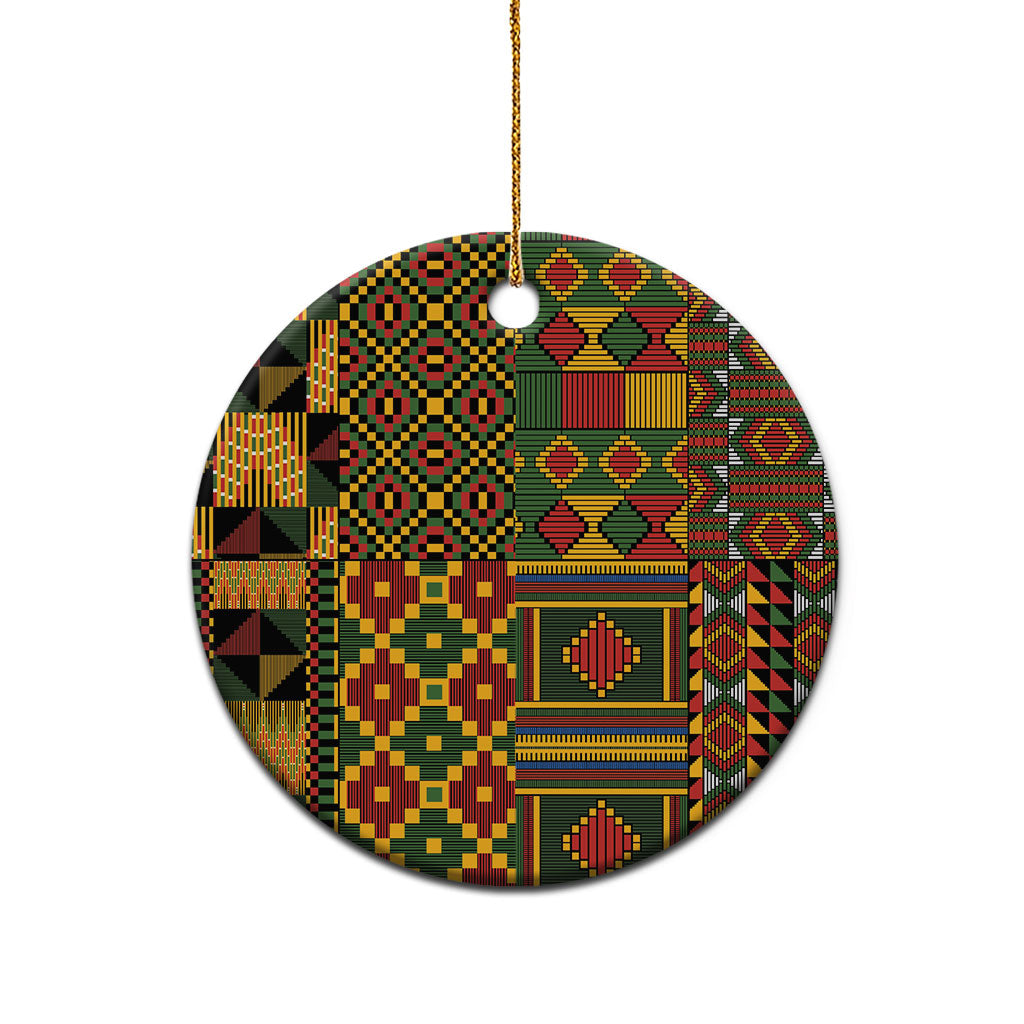 African American Quilt Kente Fusion Ceramic Ornament Version 2