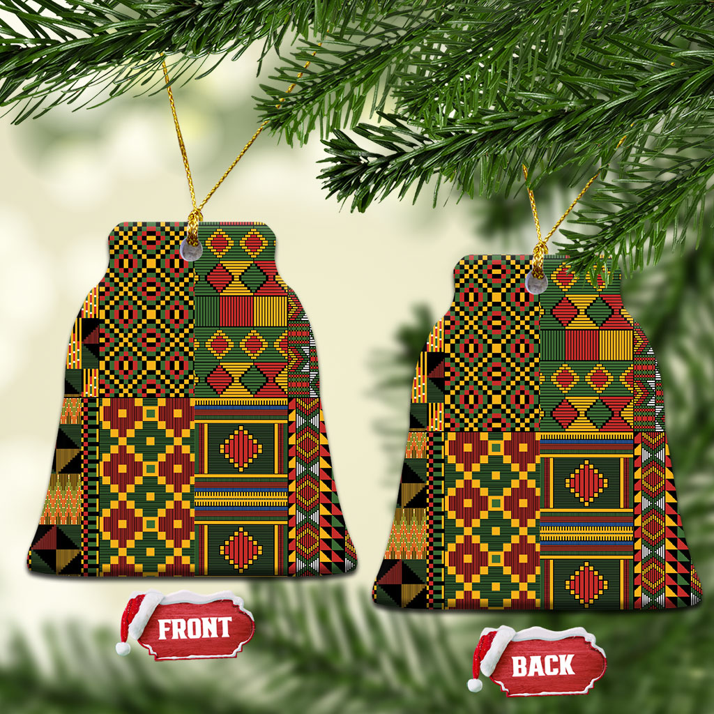 African American Quilt Kente Fusion Ceramic Ornament Version 2