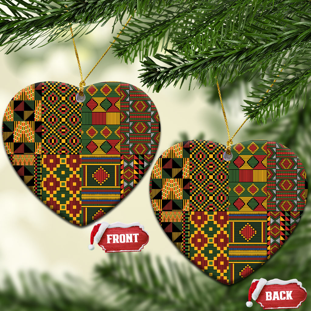 African American Quilt Kente Fusion Ceramic Ornament Version 2