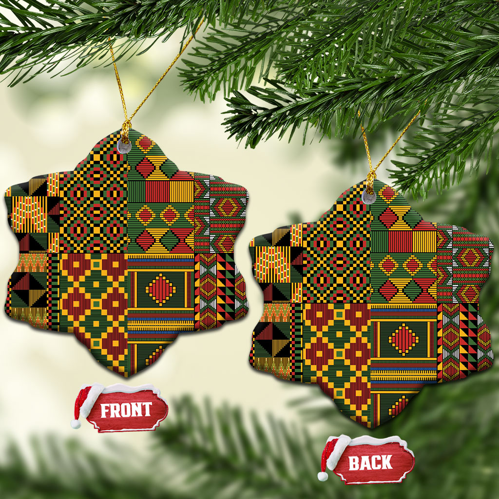African American Quilt Kente Fusion Ceramic Ornament Version 2