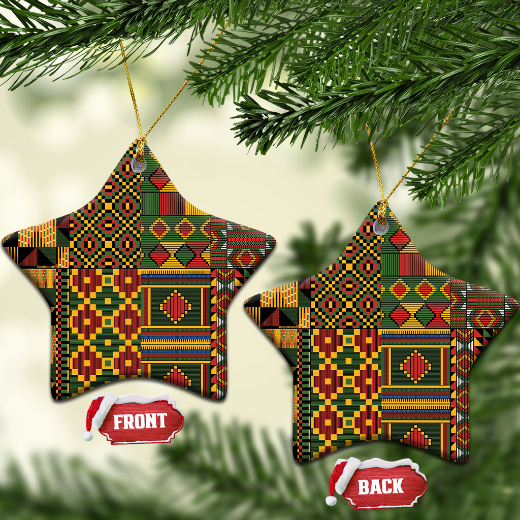 African American Quilt Kente Fusion Ceramic Ornament Version 2