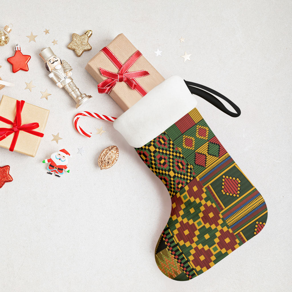 African American Quilt Kente Fusion Christmas Stocking Version 2