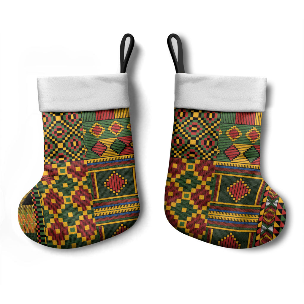 African American Quilt Kente Fusion Christmas Stocking Version 2