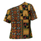 African American Quilt Kente Fusion Cross Shoulder Shirt Version 2