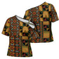 African American Quilt Kente Fusion Cross Shoulder Shirt Version 2