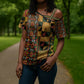 African American Quilt Kente Fusion Cross Shoulder Shirt Version 2