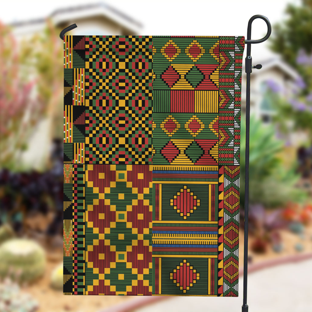 African American Quilt Kente Fusion Garden Flag Version 2