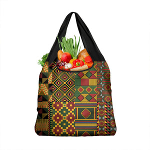 African American Quilt Kente Fusion Grocery Bag Version 2