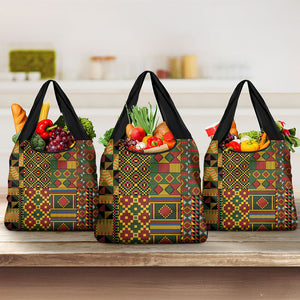 African American Quilt Kente Fusion Grocery Bag Version 2