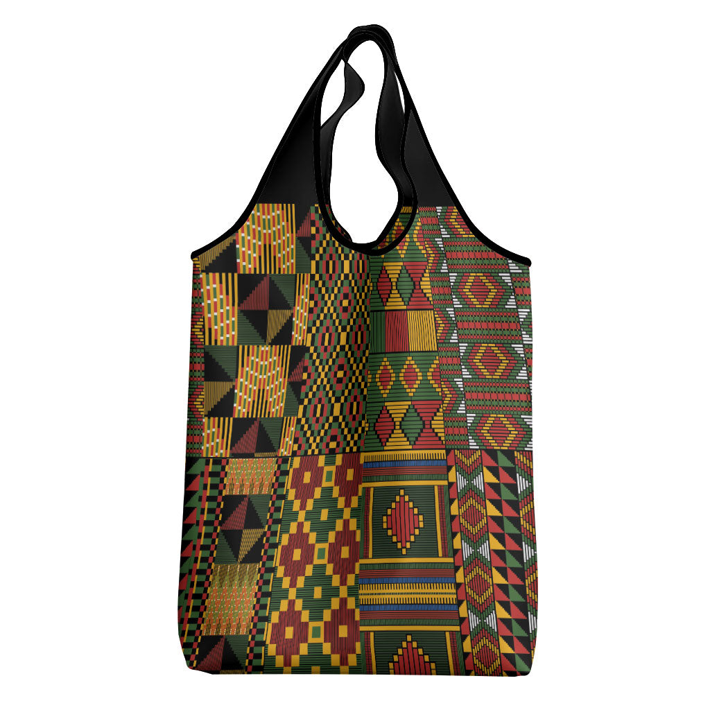 African American Quilt Kente Fusion Grocery Bag Version 2