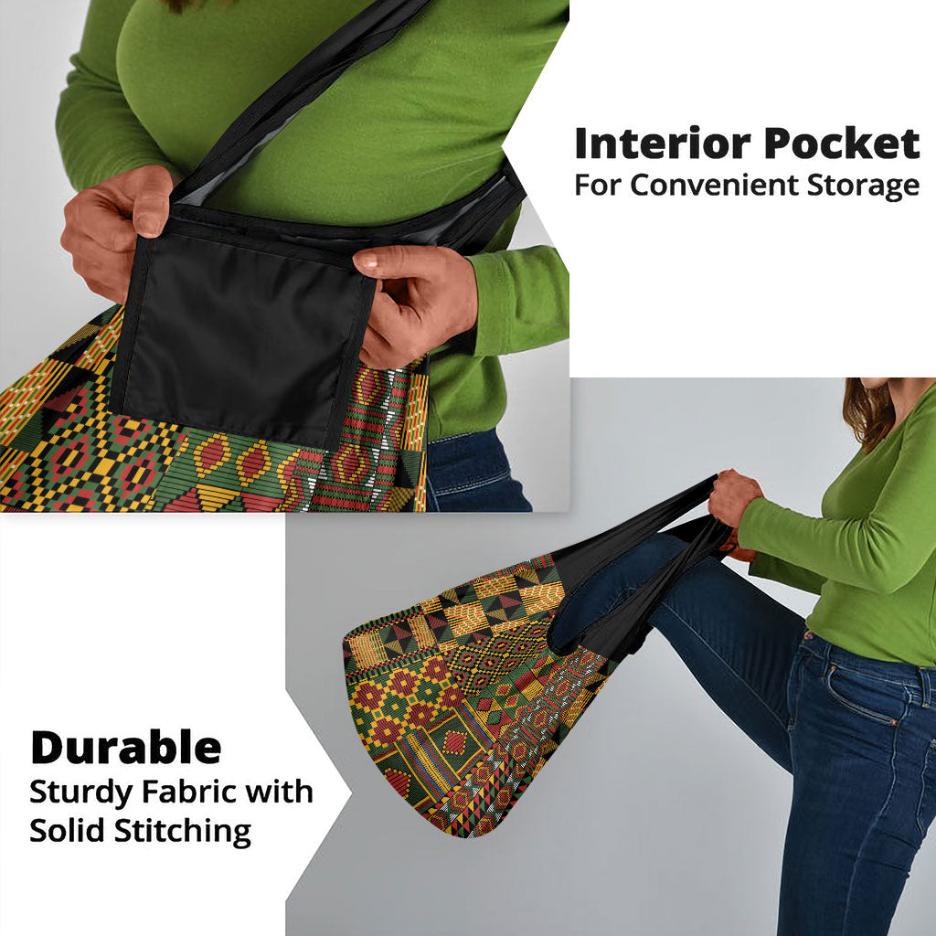 African American Quilt Kente Fusion Grocery Bag Version 2