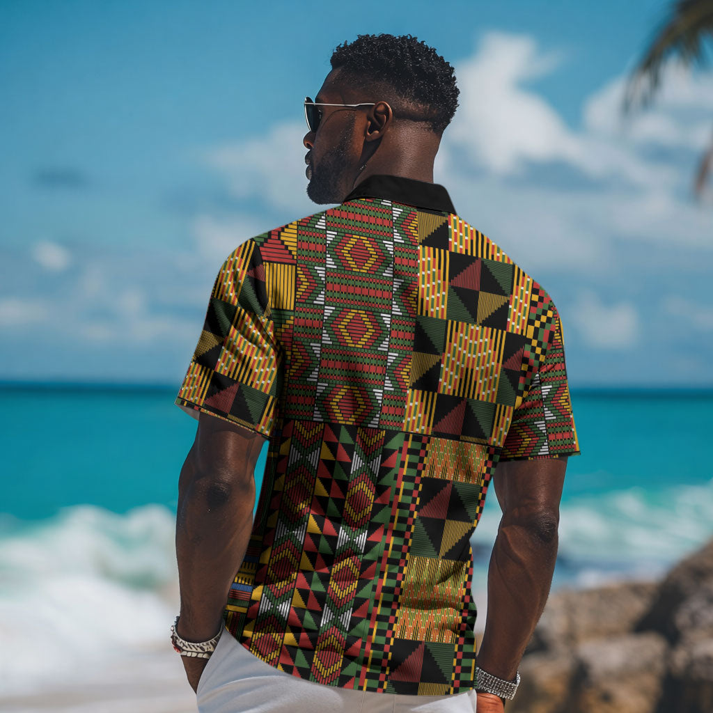 African American Quilt Kente Fusion Hawaiian Shirt Version 2