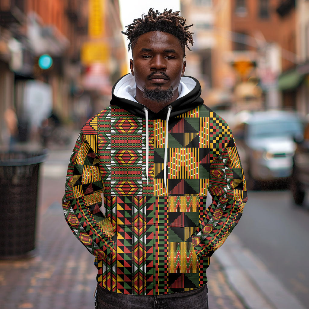 African American Quilt Kente Fusion Hoodie Version 2