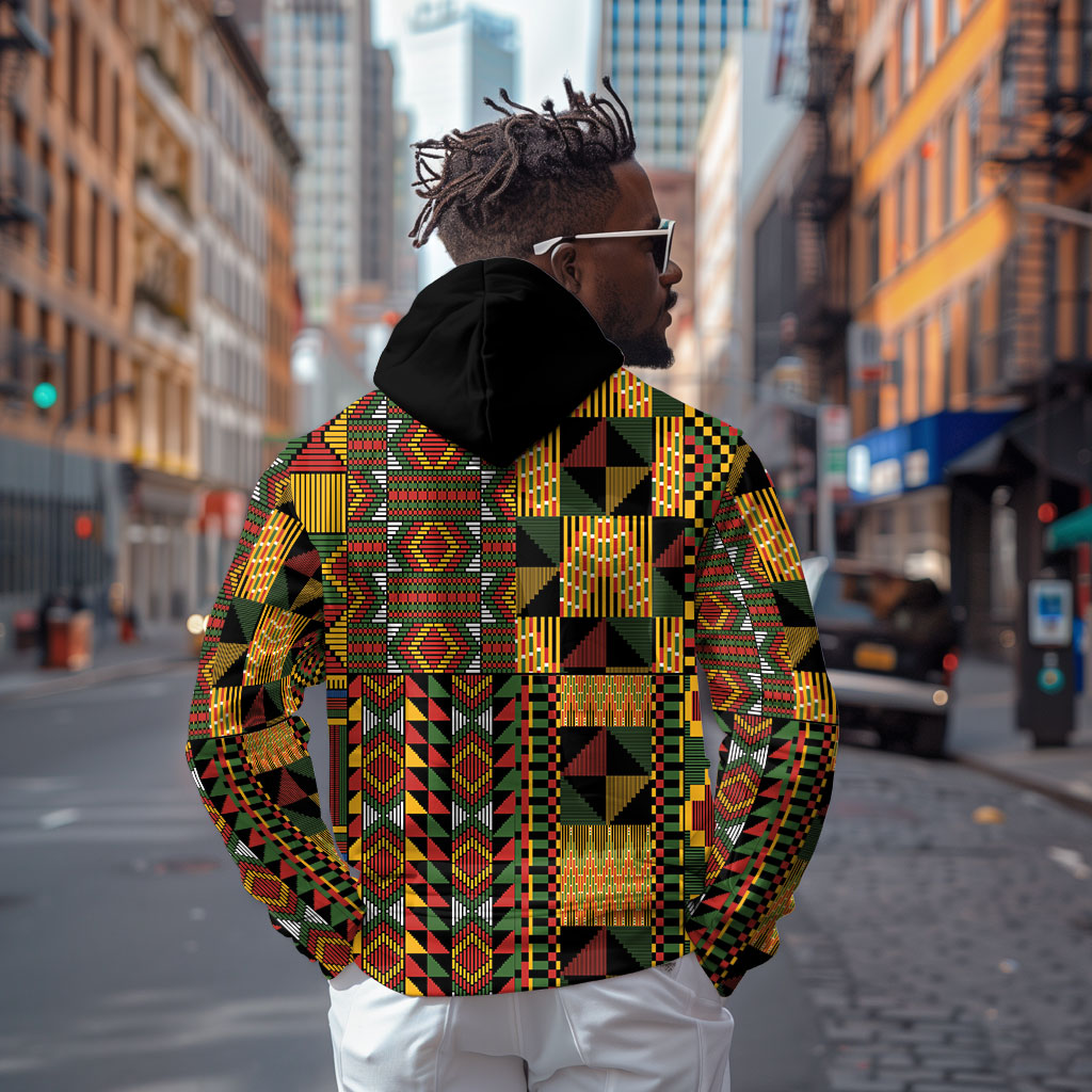 African American Quilt Kente Fusion Hoodie Version 2