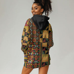 African American Quilt Kente Fusion Hoodie Dress Version 2