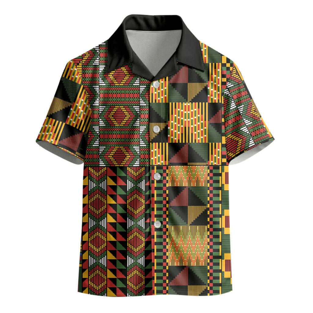 African American Quilt Kente Fusion Kid Hawaiian Shirt Version 2