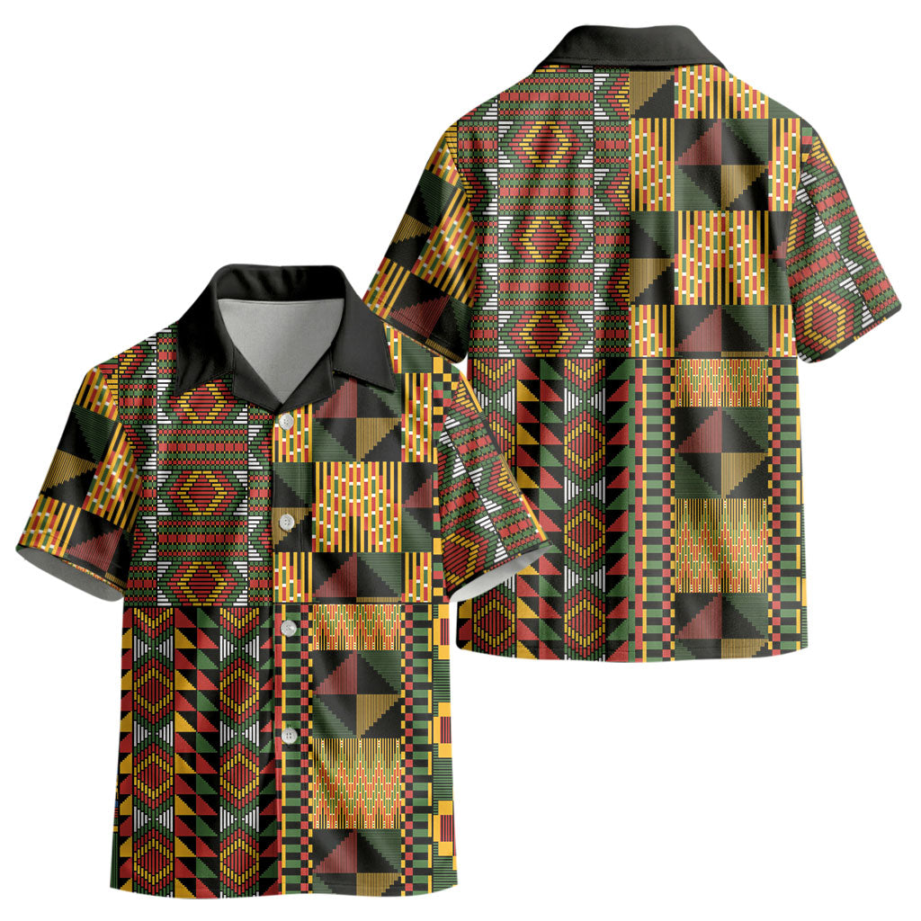African American Quilt Kente Fusion Kid Hawaiian Shirt Version 2