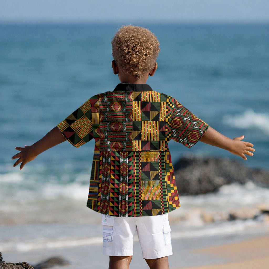 African American Quilt Kente Fusion Kid Hawaiian Shirt Version 2