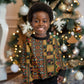 African American Quilt Kente Fusion Kid Ugly Christmas Sweater Version 2