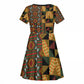 African American Quilt Kente Fusion Kid Short Sleeve Dress Version 2