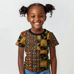 African American Quilt Kente Fusion Kid T shirt Version 2