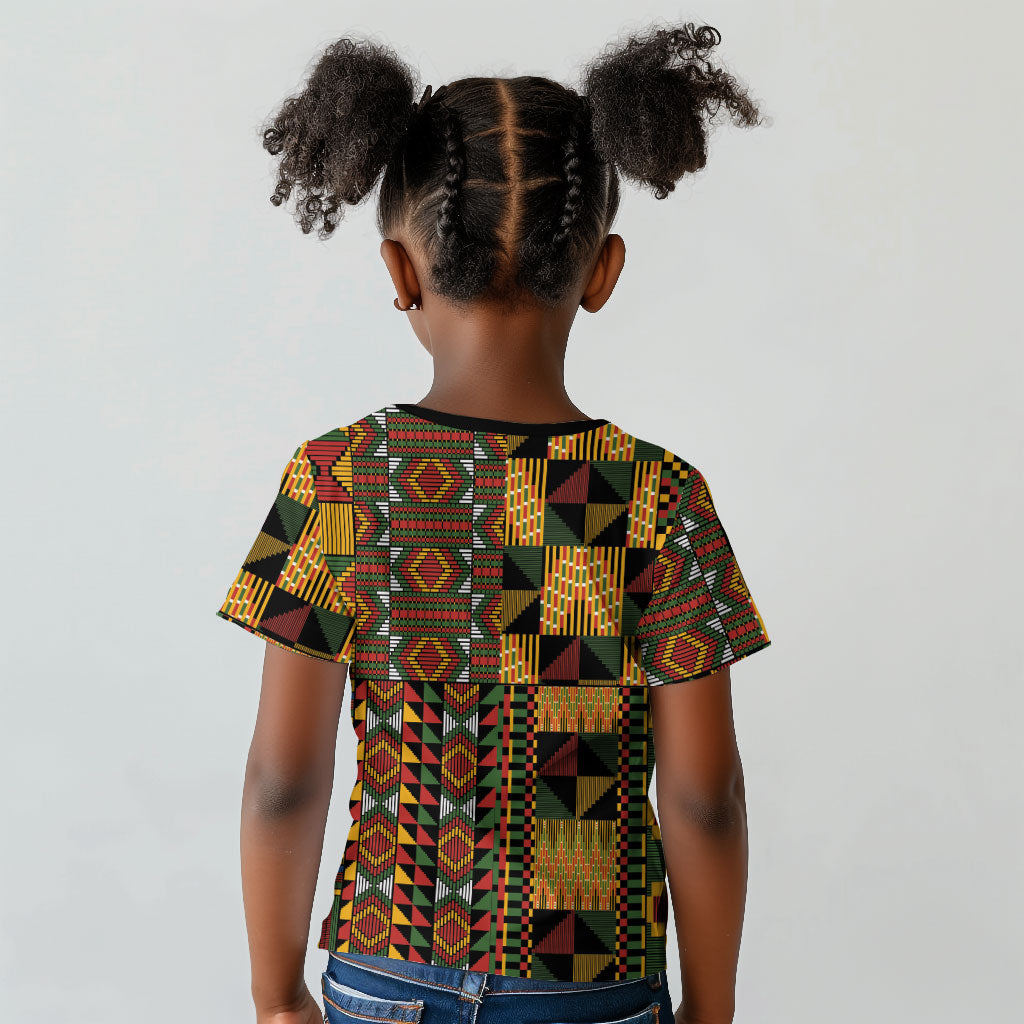 African American Quilt Kente Fusion Kid T shirt Version 2