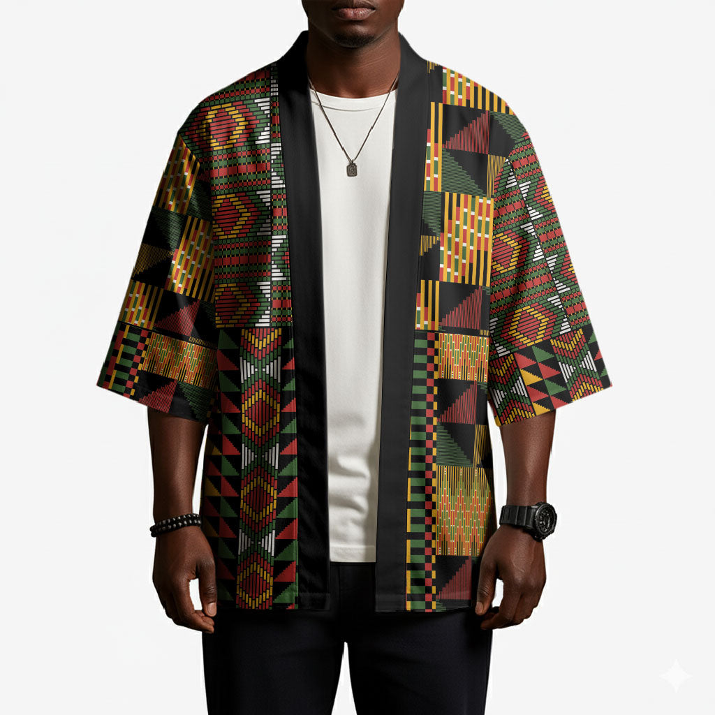 African American Quilt Kente Fusion Kimono Version 2