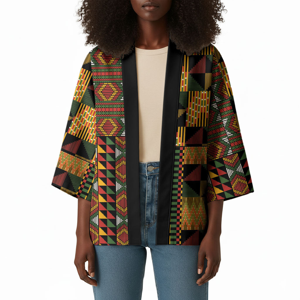 African American Quilt Kente Fusion Kimono Version 2