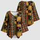 African American Quilt Kente Fusion Kimono Sleeve Blouse Version 2