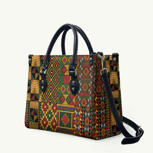 African American Quilt Kente Fusion Leather Bag Version 2