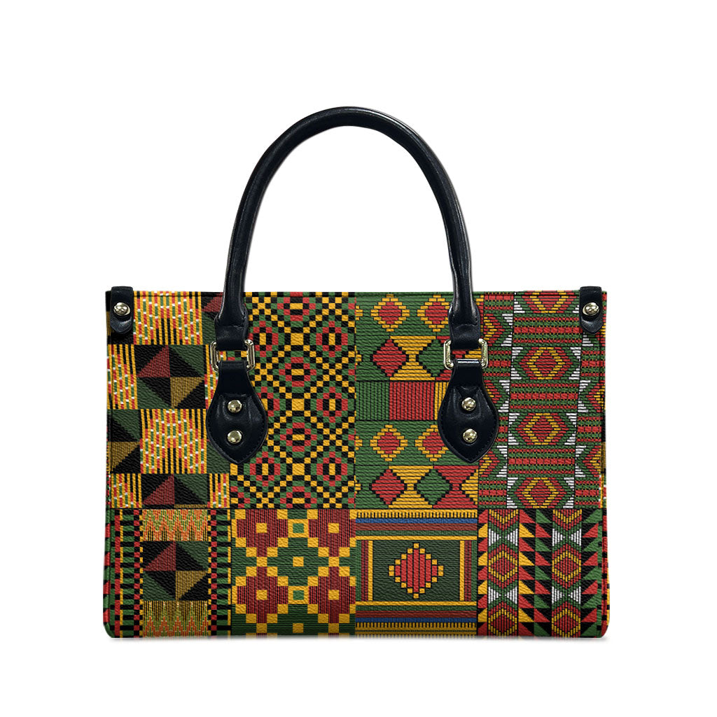 African American Quilt Kente Fusion Leather Bag Version 2
