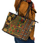 African American Quilt Kente Fusion Leather Tote Bag Version 2