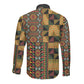 African American Quilt Kente Fusion Long Sleeve Button Shirt Version 2