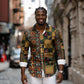 African American Quilt Kente Fusion Long Sleeve Button Shirt Version 2