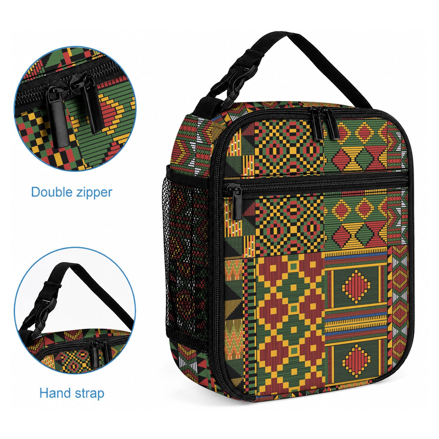 African American Quilt Kente Fusion Lunch Bag Version 2