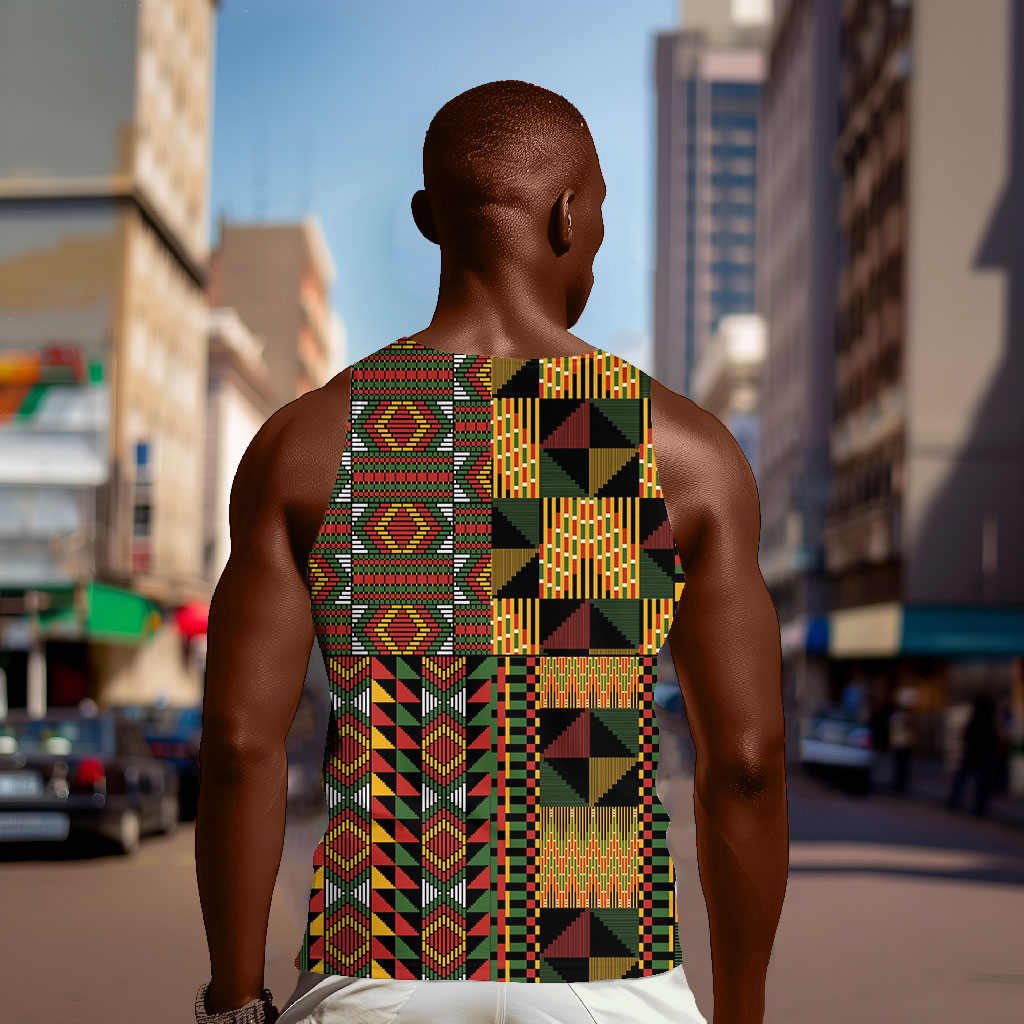 African American Quilt Kente Fusion Men Tank Top Version 2