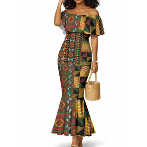 African American Quilt Kente Fusion Mermaid Dress Version 2