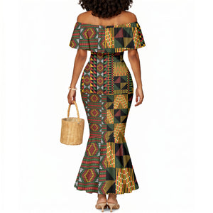 African American Quilt Kente Fusion Mermaid Dress Version 2