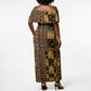 African American Quilt Kente Fusion Off Shoulder Maxi Dress Version 2