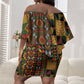 African American Quilt Kente Fusion Off Shoulder Short Dress Version 2