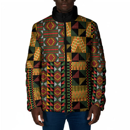 African American Quilt Kente Fusion Padded Jacket Version 2