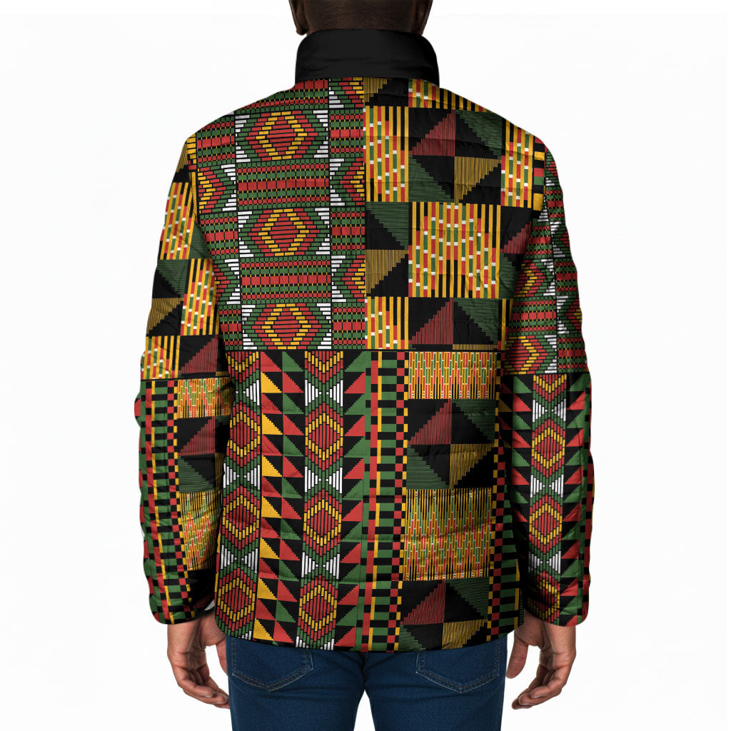 African American Quilt Kente Fusion Padded Jacket Version 2