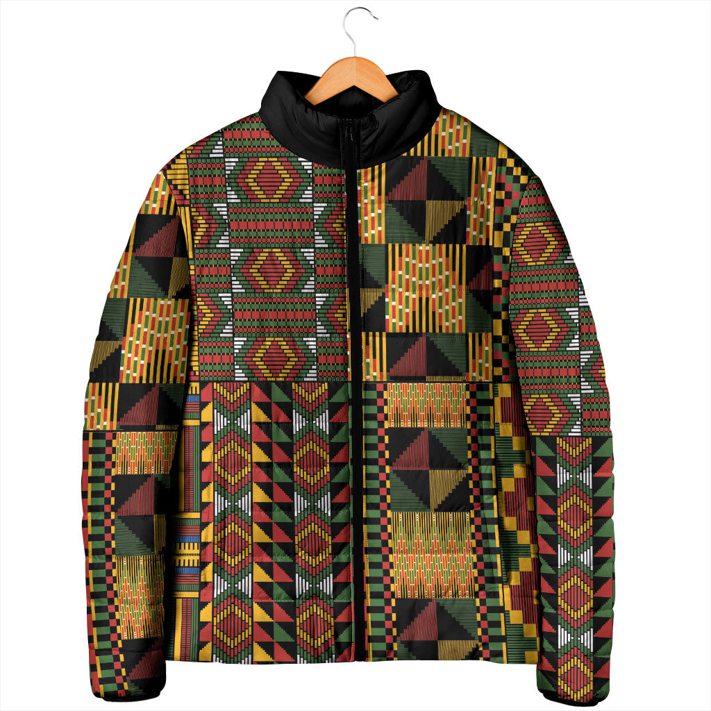 African American Quilt Kente Fusion Padded Jacket Version 2