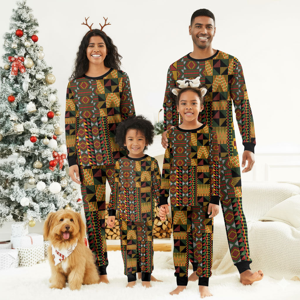 African American Quilt Kente Fusion Christmas Pajama Set Version 2